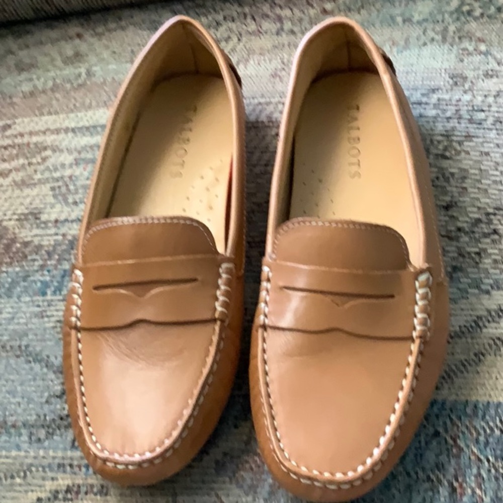 Talbots Tan Leather Driving Loafers Size 7.5